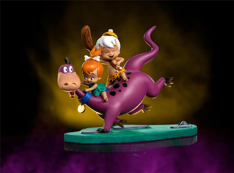 1/10 IRON STUDIOS - THE FLINTSTONES DINO/PEBBLES/BAMM-B STATUE