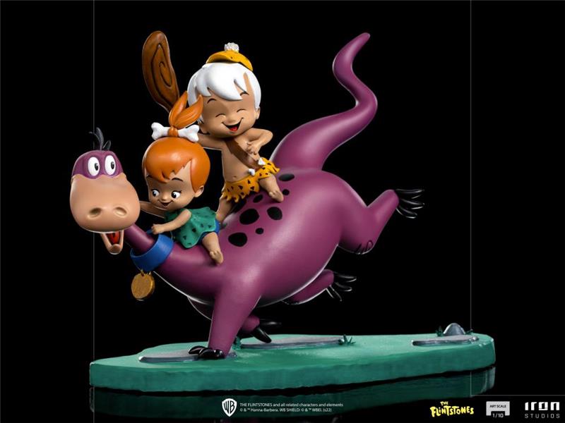 1/10 IRON STUDIOS - THE FLINTSTONES DINO/PEBBLES/BAMM-B STATUE