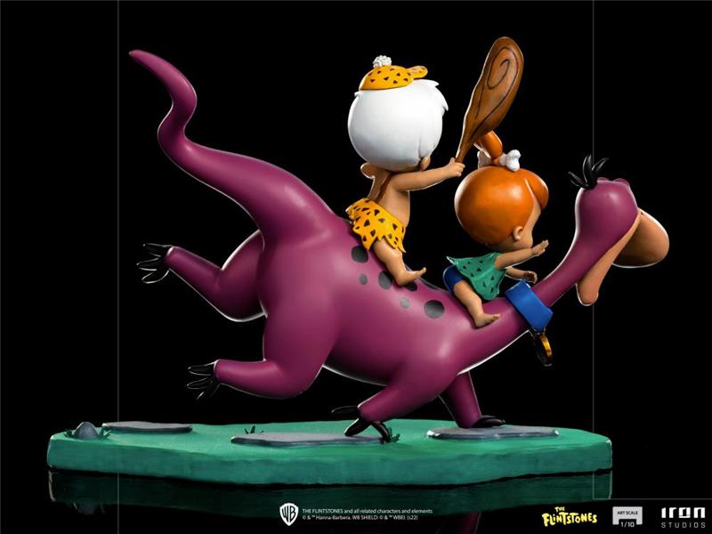 1/10 IRON STUDIOS - THE FLINTSTONES DINO/PEBBLES/BAMM-B STATUE