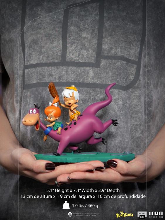 1/10 IRON STUDIOS - THE FLINTSTONES DINO/PEBBLES/BAMM-B STATUE