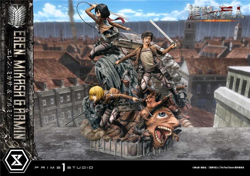 1/4 ATTAC ON TITAN - EREN MIKASA ARMIN DLX BONUS STATUE