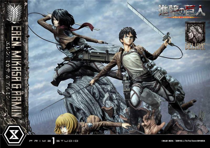 1/4 ATTAC ON TITAN - EREN MIKASA ARMIN DLX BONUS STATUE